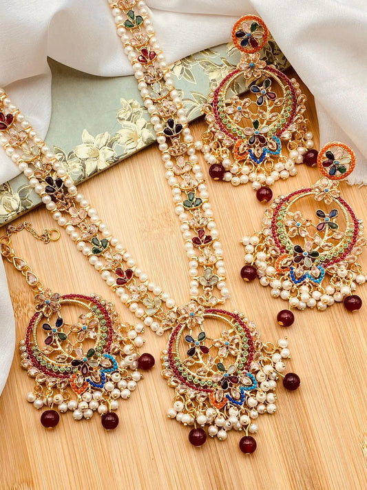 Zarcon Mala set with Hoops & Tika NJ-1919-M Nayab Jewellery