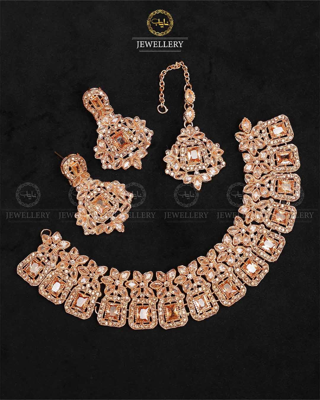 Zarcon Necklace set-2316-Golden Nayab Jewellery