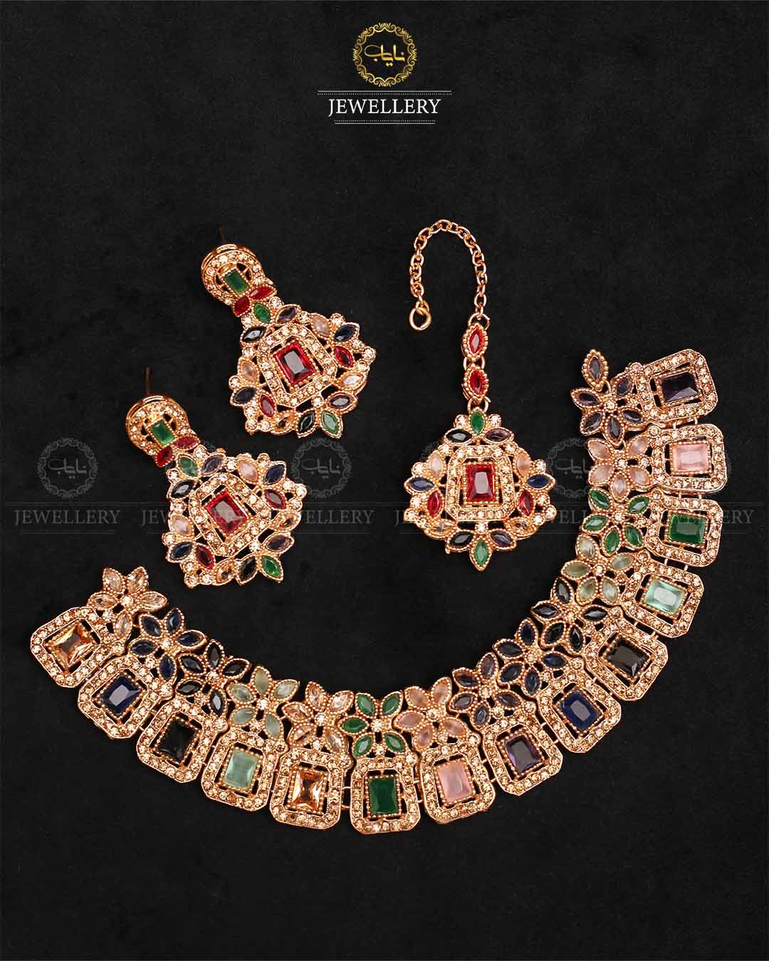 Zarcon Necklace set-2316-Golden Nayab Jewellery