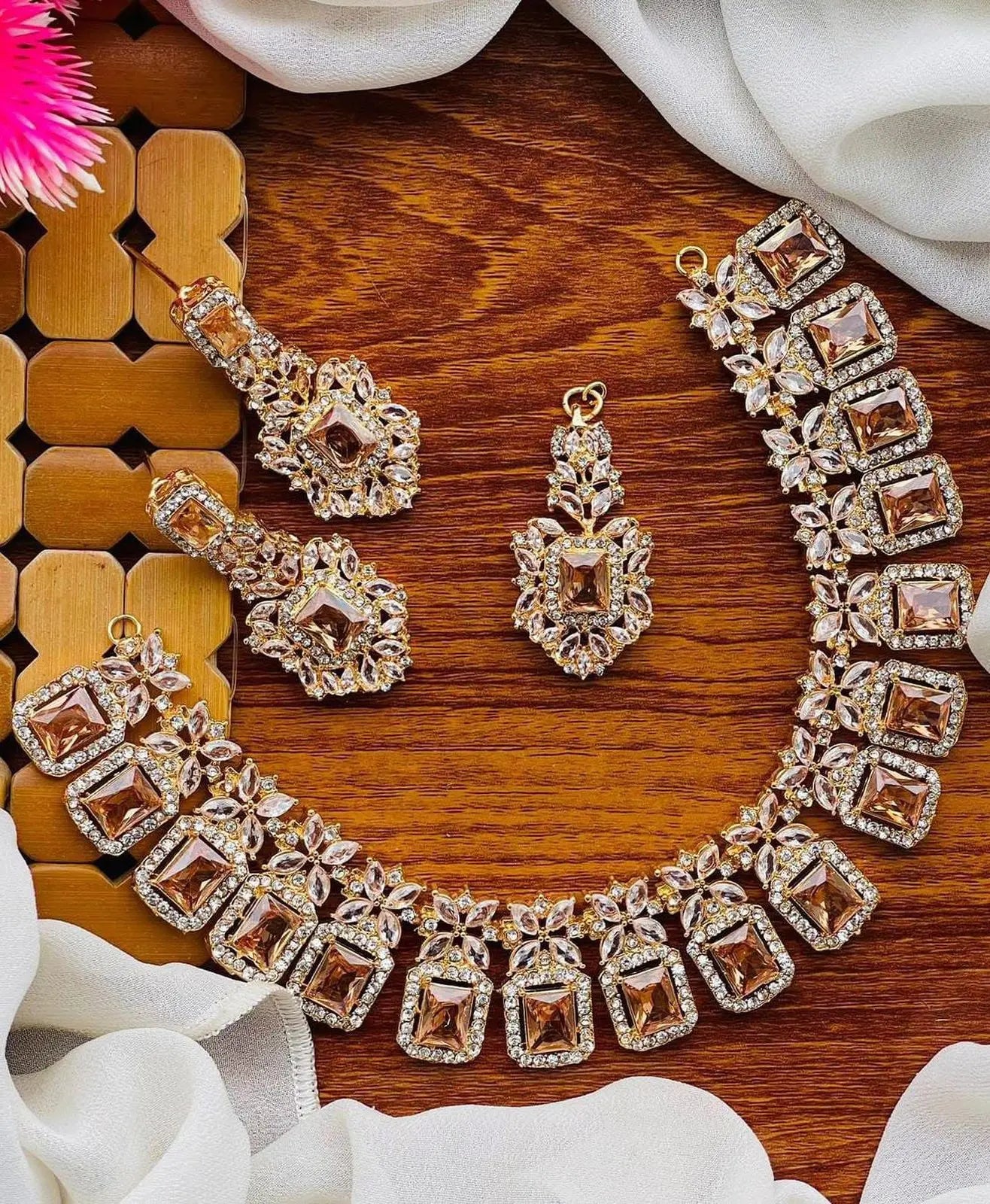 Zarcon Necklace set-2316-Golden Nayab Jewellery