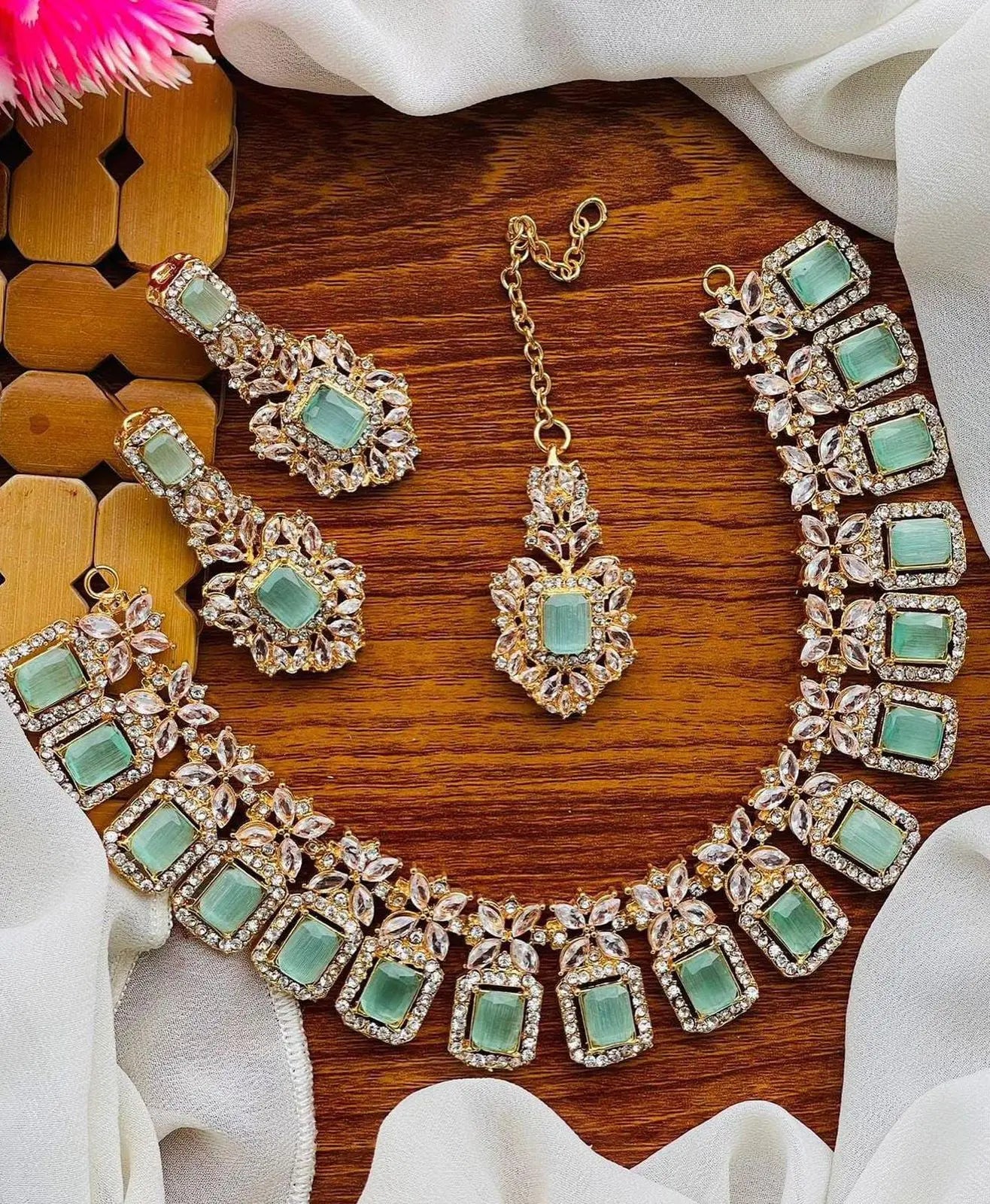 Zarcon Necklace set-2316-Golden Nayab Jewellery