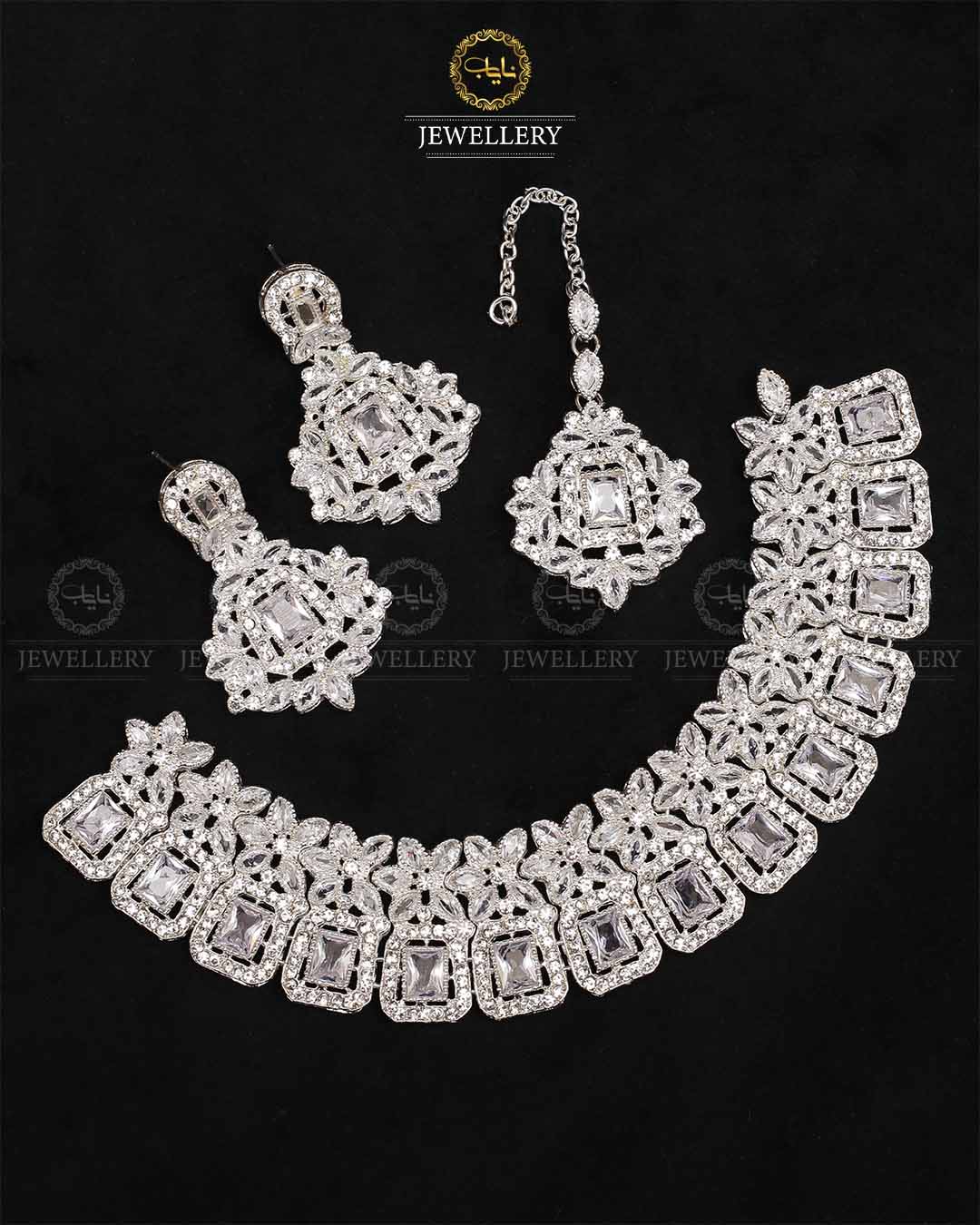 Zarcon Necklace set-2316-Silver Nayab Jewellery