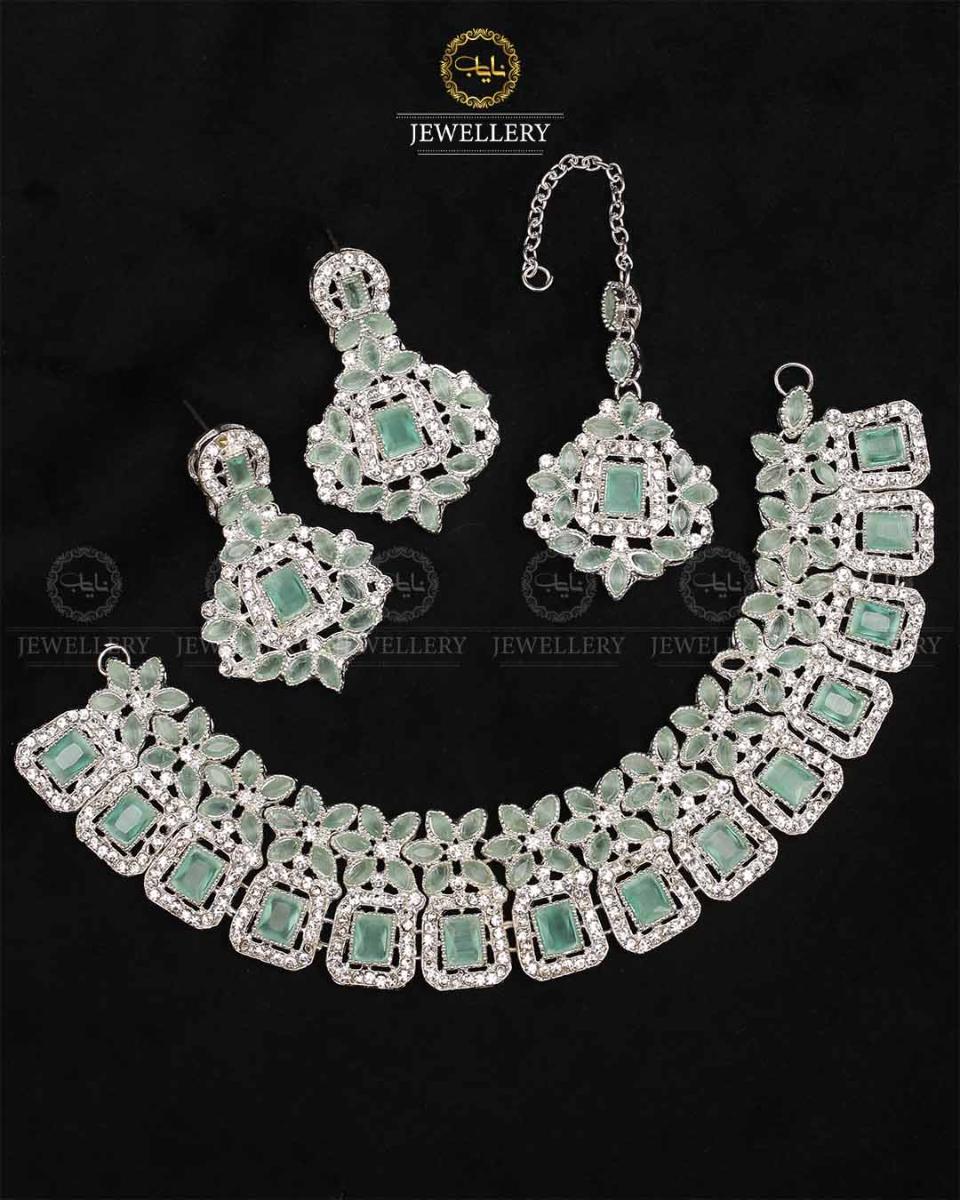 Zarcon Necklace set-2316-Silver Nayab Jewellery
