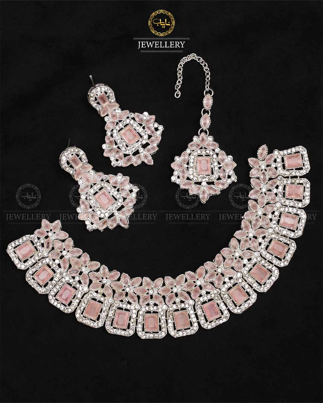 Zarcon Necklace set-2316-Silver Nayab Jewellery