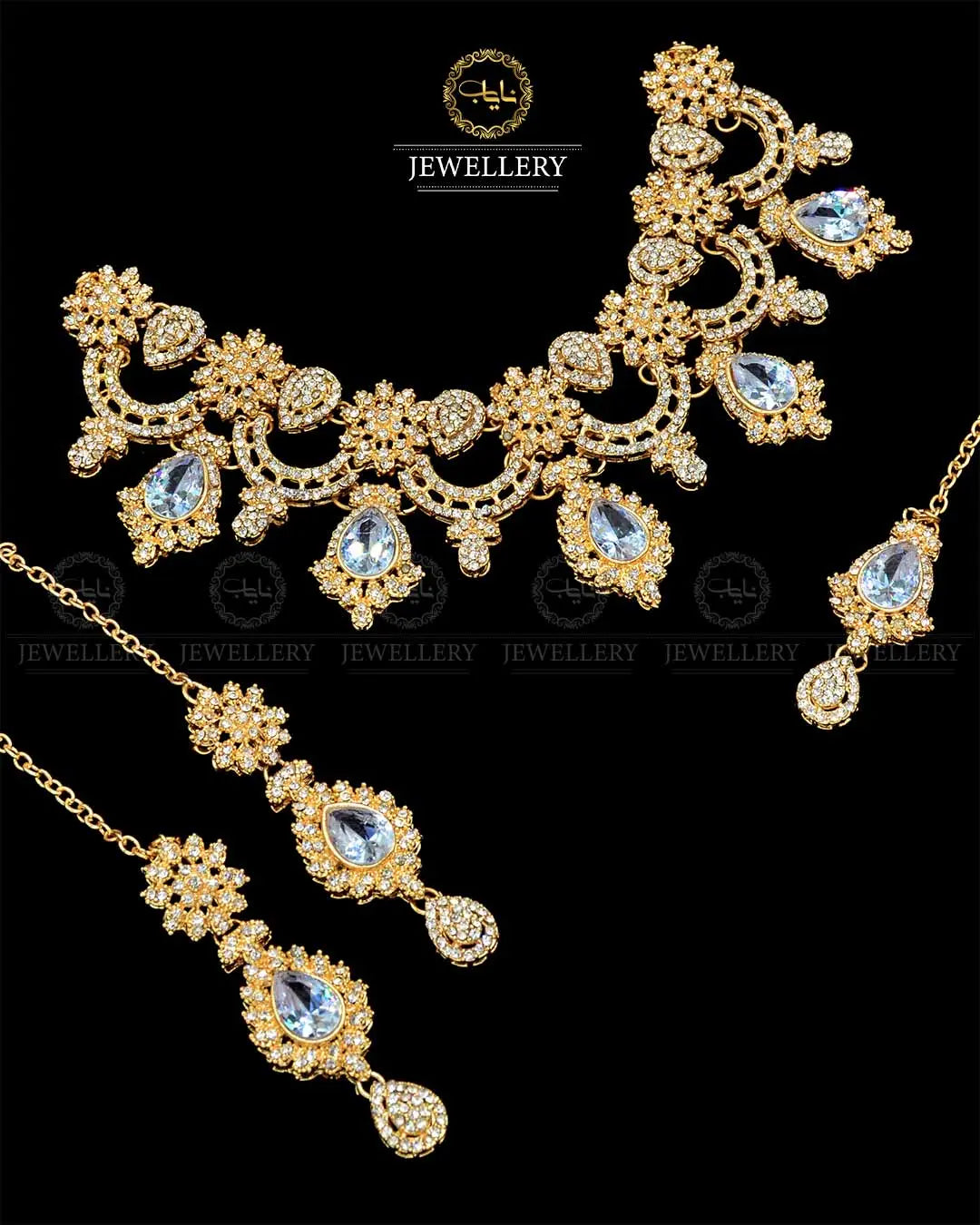 Zarcon Necklace set with Tika NJ-1903-G Nayab Jewellery