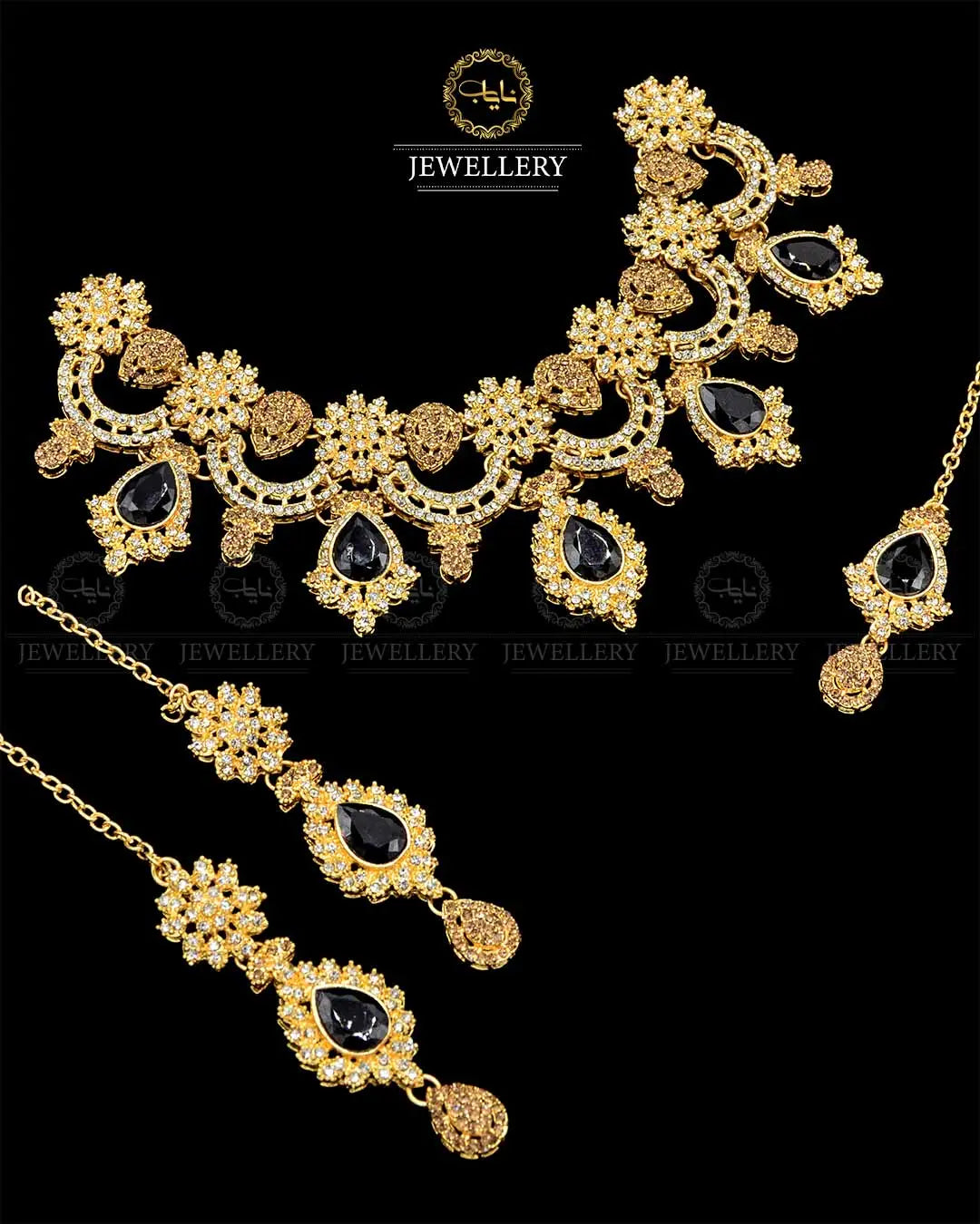 Zarcon Necklace set with Tika NJ-1903-G Nayab Jewellery