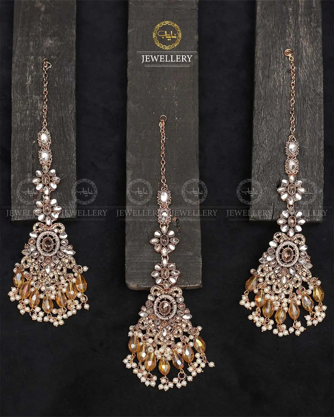 Zarq kundan Earrings Tika-2374-Golden Nayab Jewellery