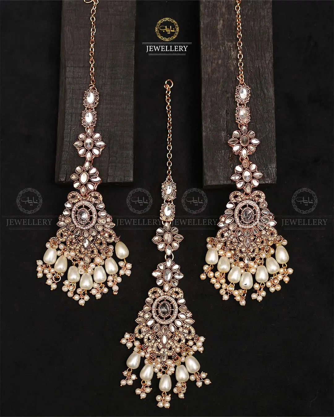 Zarq kundan Earrings Tika-2374-Golden Nayab Jewellery