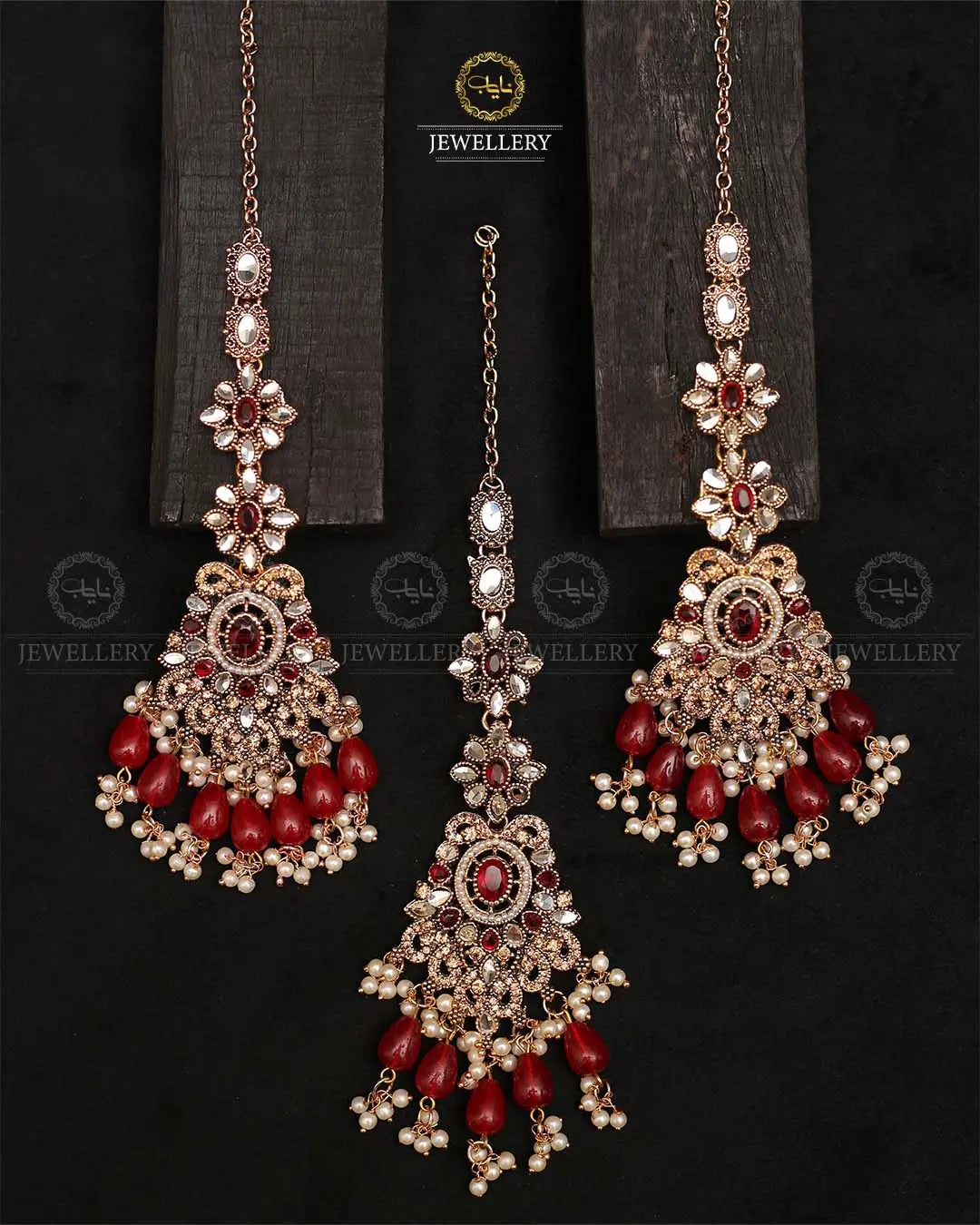 Zarq kundan Earrings Tika-2374-Golden Nayab Jewellery