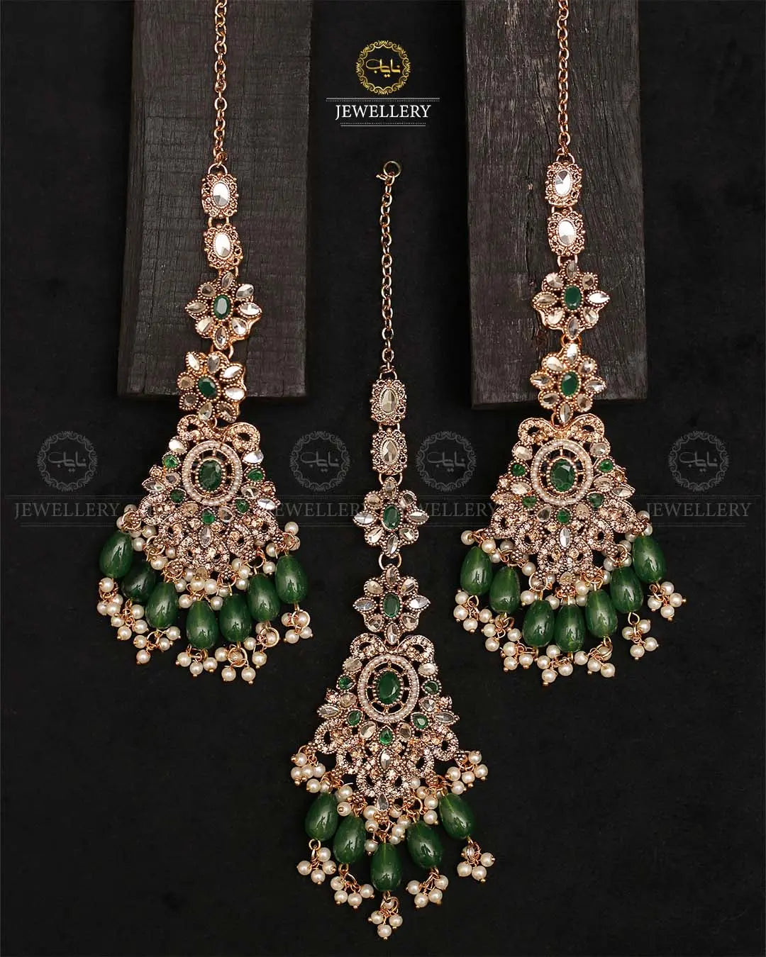 Zarq kundan Earrings Tika-2374-Golden Nayab Jewellery