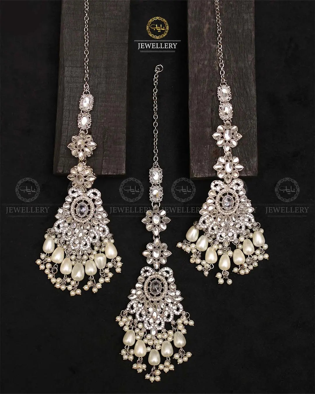 Zarq kundan Earrings Tika-2374-Silver Nayab Jewellery