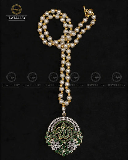 Zirconia Allah Pendant with Mala-2232 Nayab Jewellery