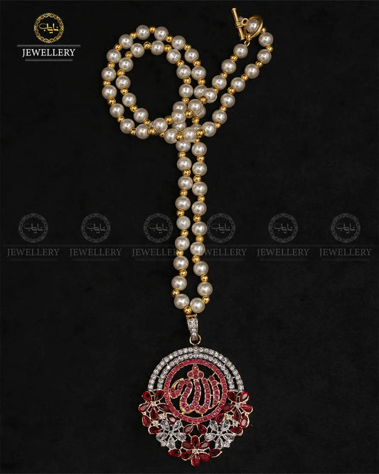 Zirconia Allah Pendant with Mala-2232 Nayab Jewellery