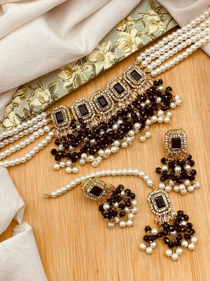 Zulekha Noratan Chokar set with Tika-2637 Nayab Jewellery