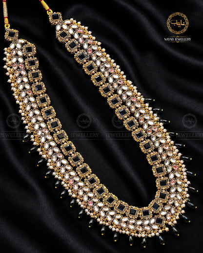 Kundan Long Bridal Mala (without Earrings)-2578-Golden