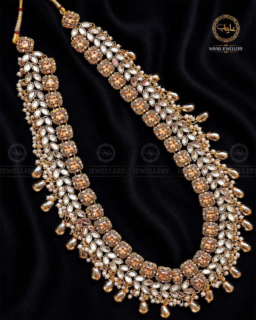 Kundan Long Bridal Mala (without Earrings)-2578-Golden