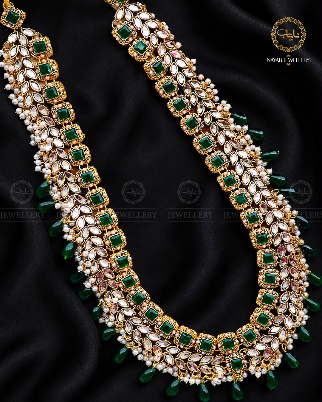 Kundan Long Bridal Mala (without Earrings)-2578-Golden