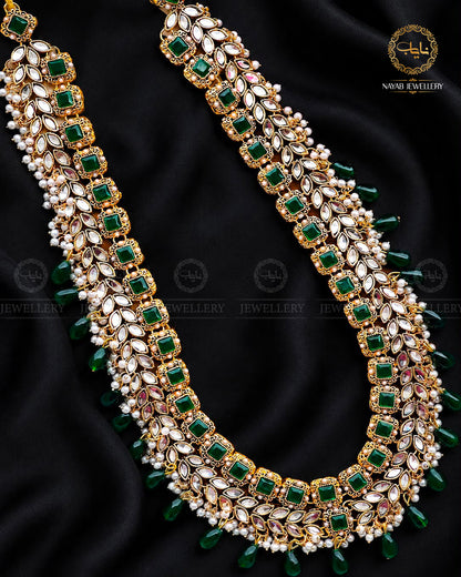 Kundan Long Bridal Mala (without Earrings)-2578-Golden
