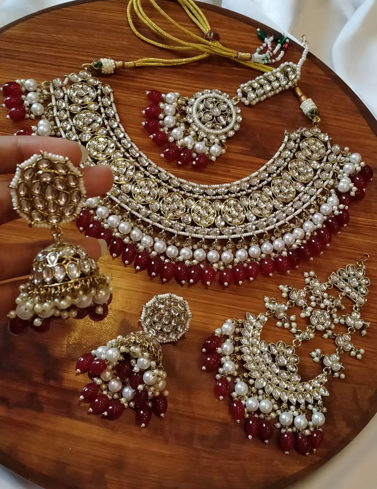 indian Kundan bridal set with jhumar & Tika -2097 Nayab Jewellery