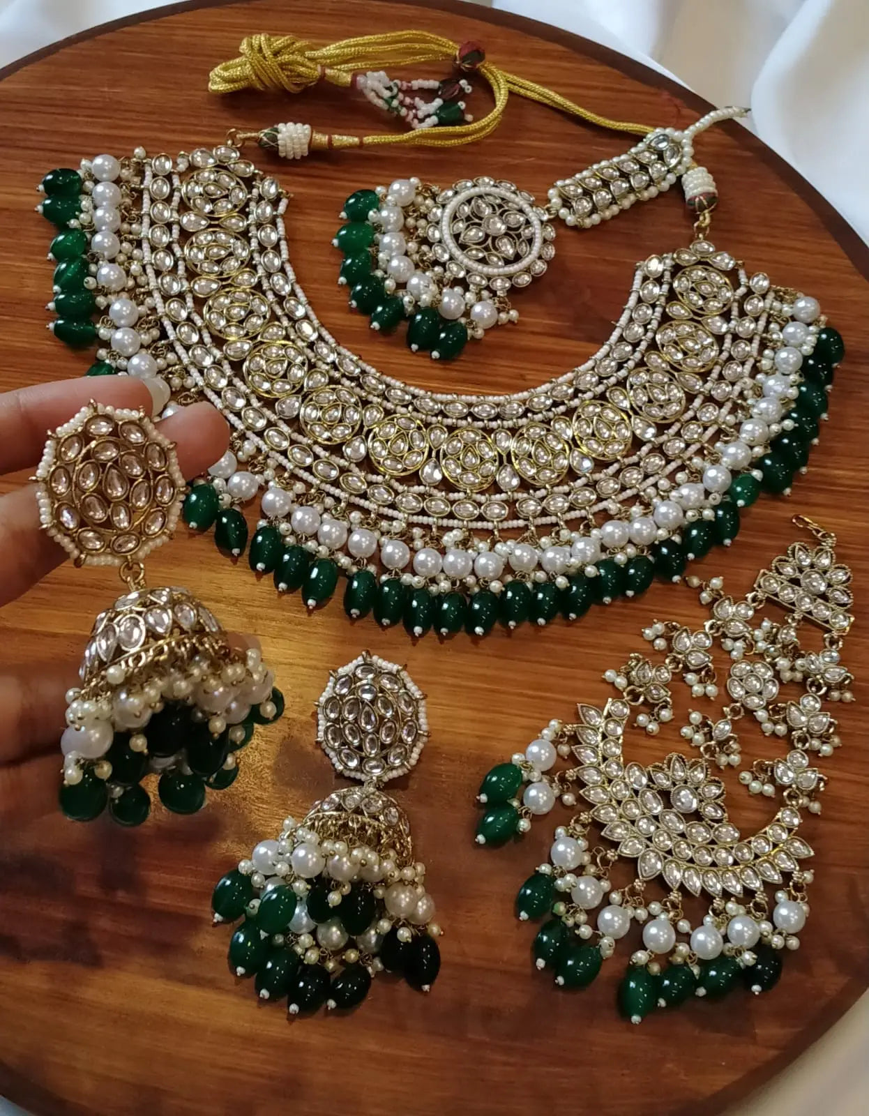 indian Kundan bridal set with jhumar & Tika -2097 Nayab Jewellery