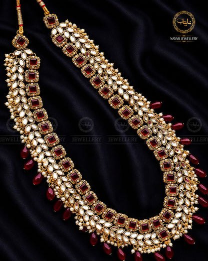 Kundan Long Bridal Mala (without Earrings)-2578-Golden