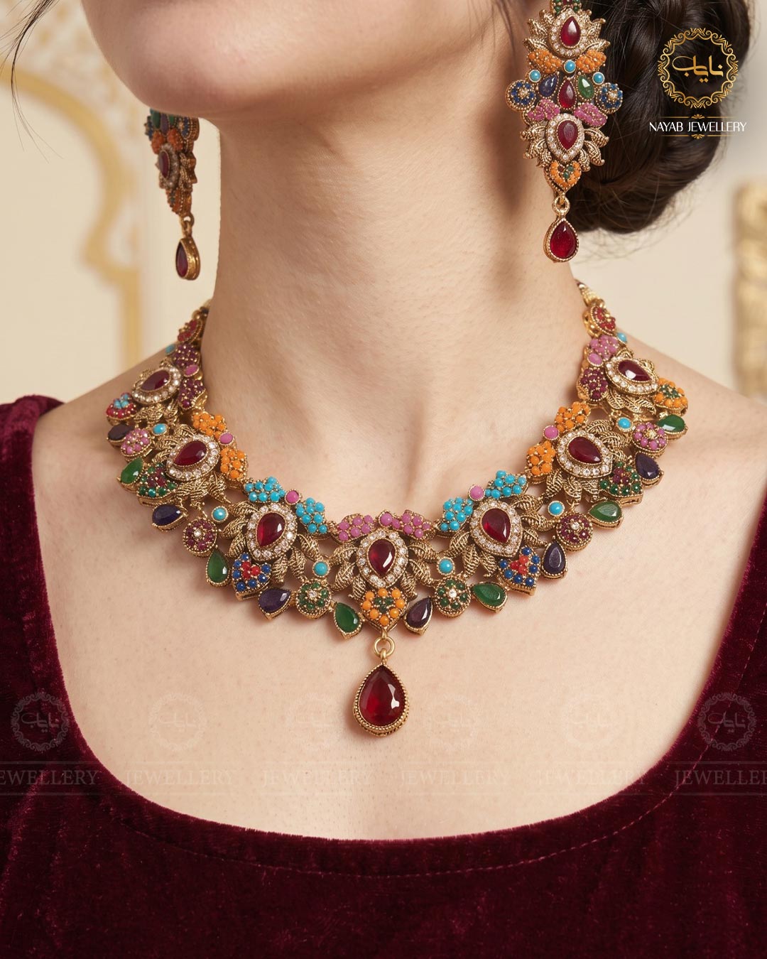 Premium quality Noratan Necklace Set NJ-1027-Golden