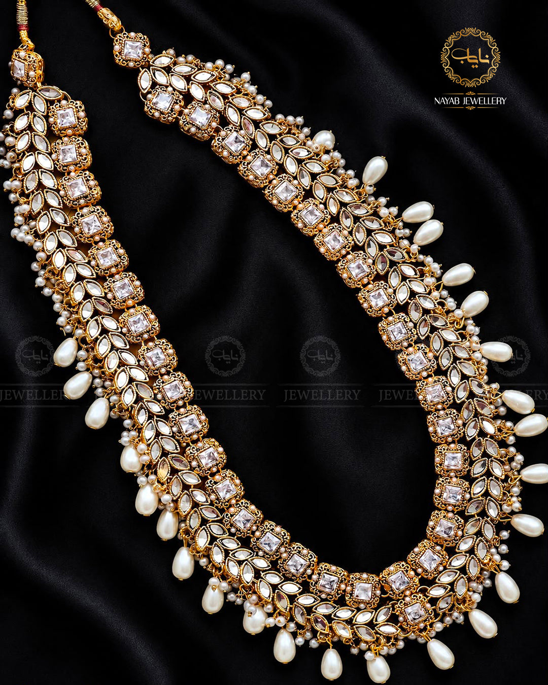 Kundan Long Bridal Mala (without Earrings)-2578-Golden