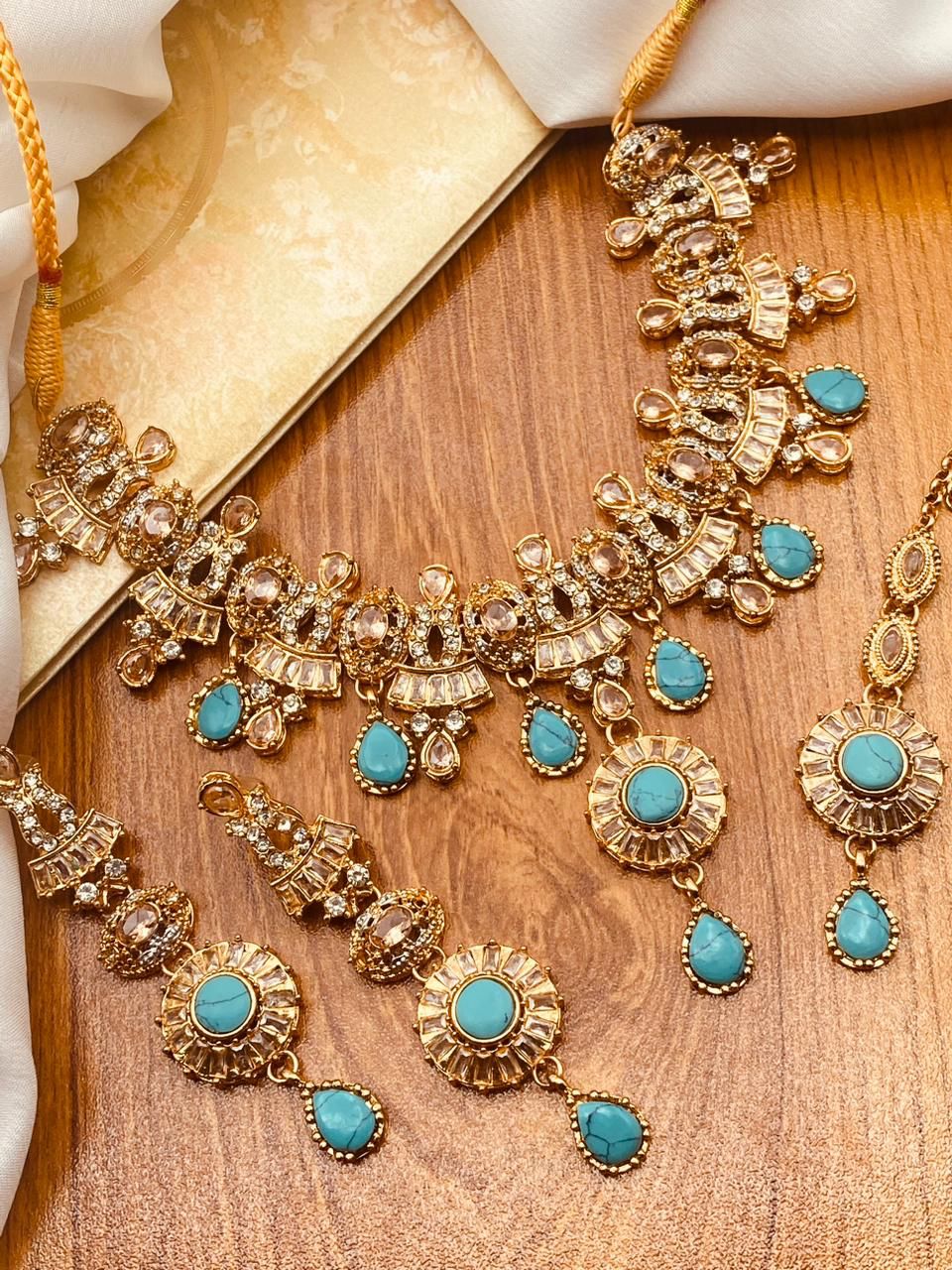 Egyptian Necklace Set With Zarcon Stones