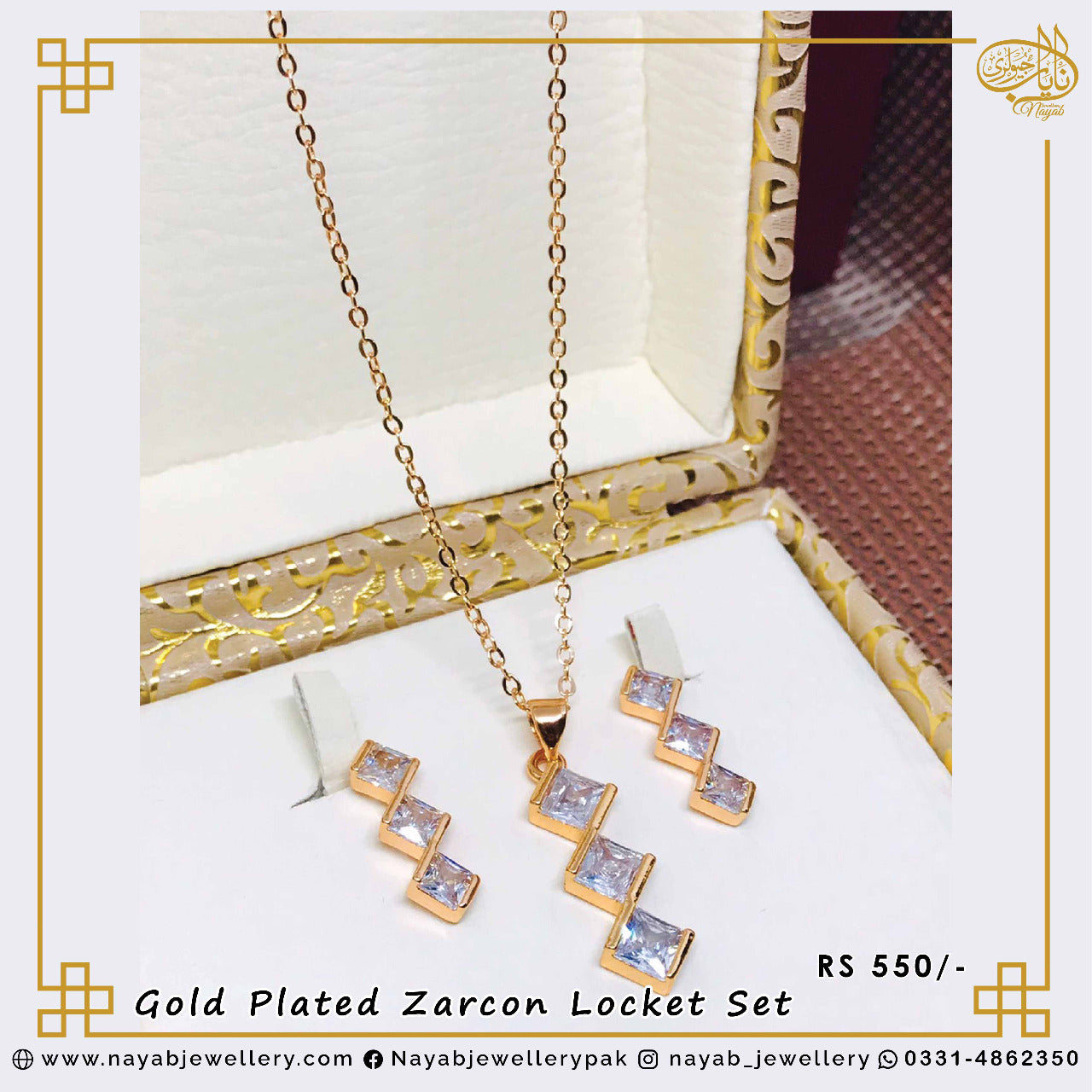 Gold Plated Zarcon Locket Set